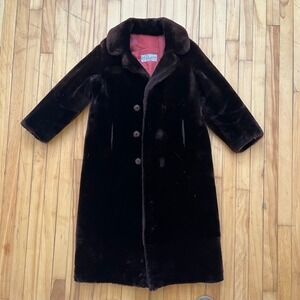 Vintage Sheared Beaver Fur Coat Womens Small Dark Brown Satin Lining DUTIES PAID